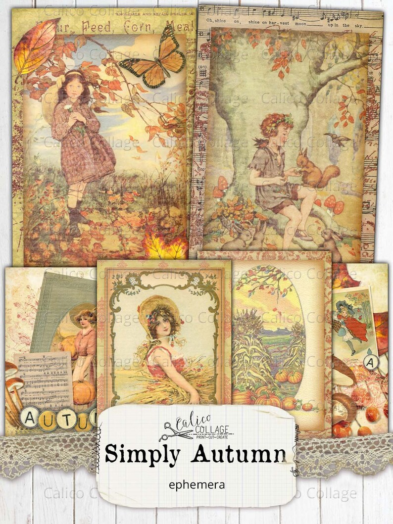 Autumn ephemera junk journal supplies ephemera pack vintage etsy