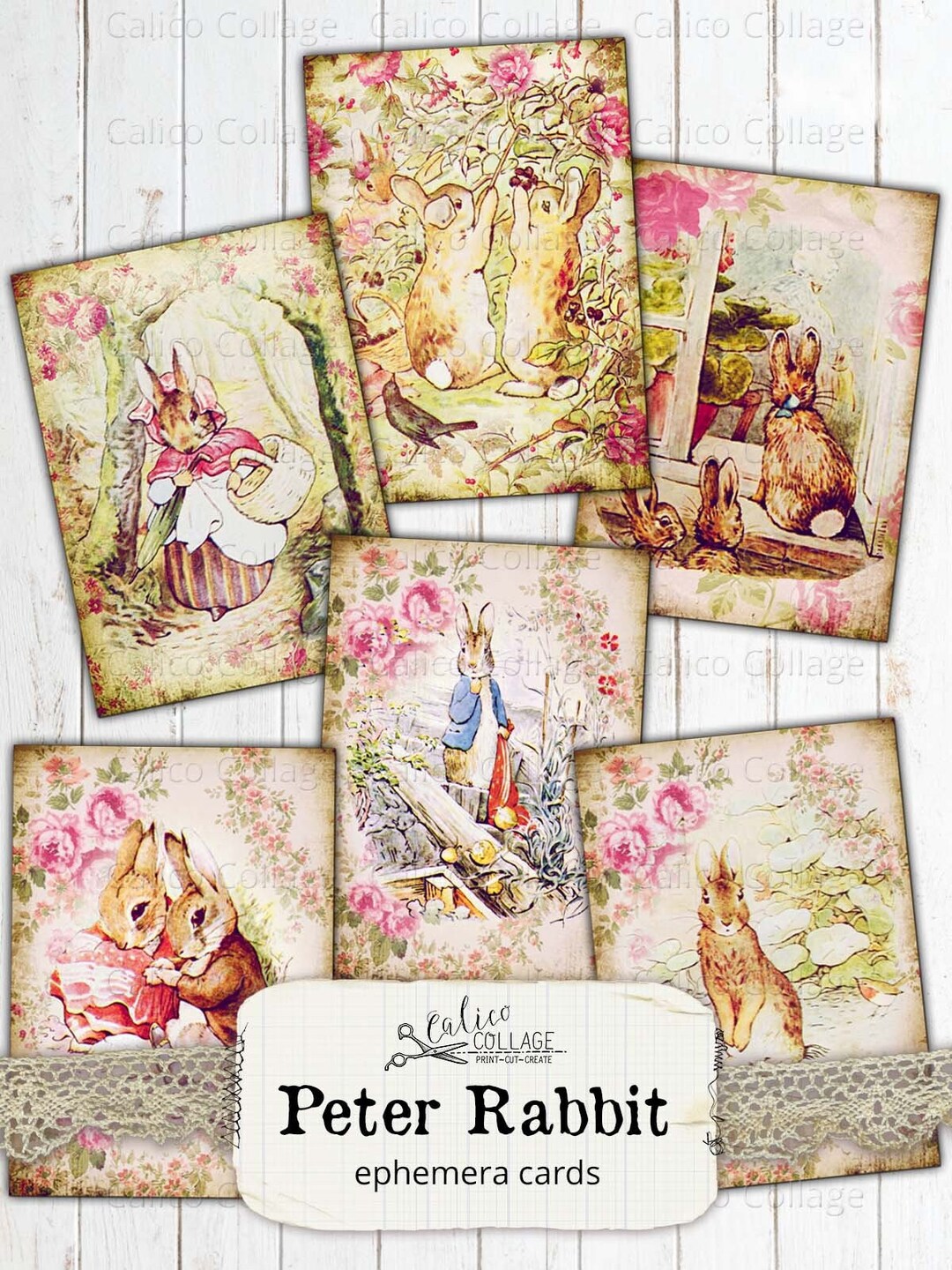 Peter Rabbit Ephemera Cards, Easter Ephemera, Junk Journal Kit, Vintage ...