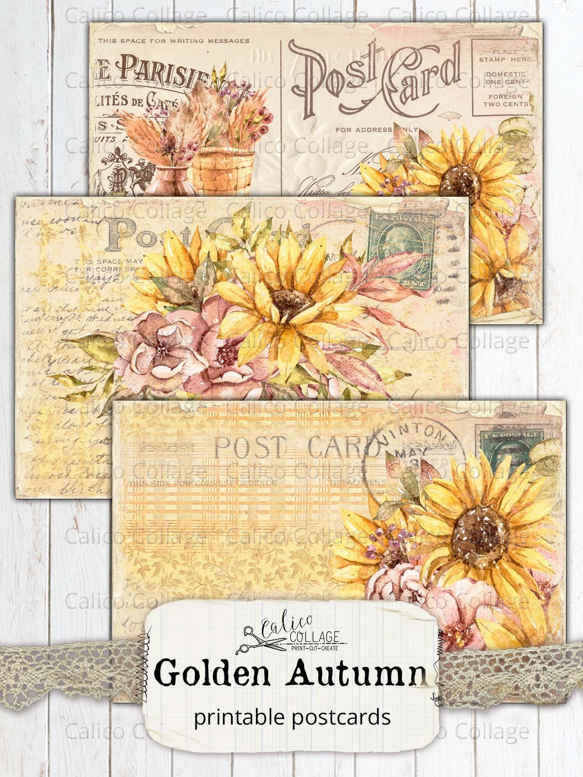 Printable Autumn Postcards Vintage Junk Journal Ephemera - Etsy