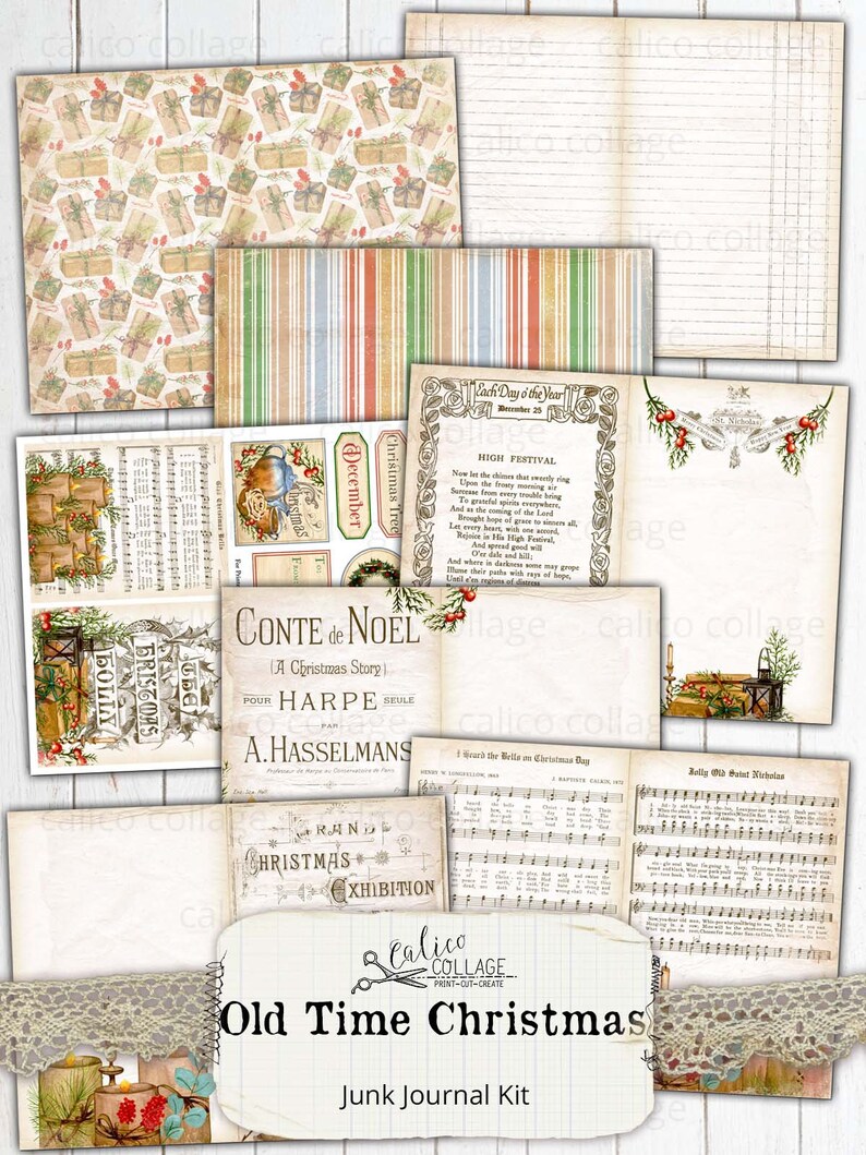 Printable Christmas Junk Journal Kit Ephemera Pack, Digital Vintage ...