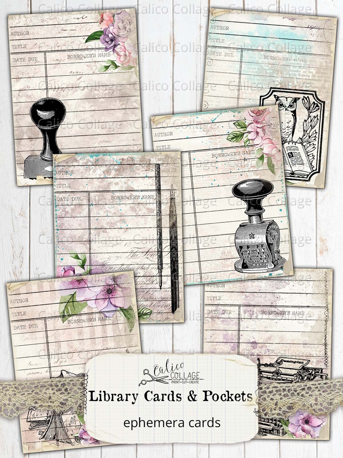 Printable Library Cards and Pockets Junk Journal Supplies - Etsy