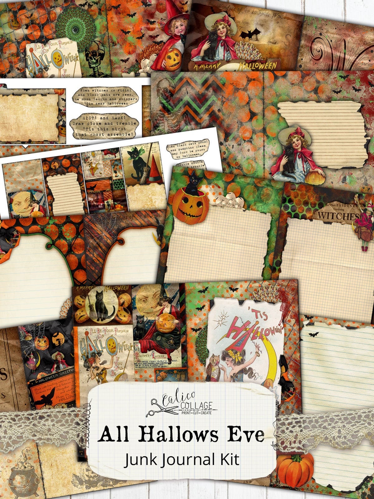 Printable Halloween Junk Journal Kit Ephemera Pack, All Hallows Eve - Etsy
