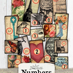 Numbers Collage Sheet Ephemera Pack, Digital Bullet Journal Supplies, Scrapbooking Junk Journal, Ephemera Numbers, Stationery Printable image 4