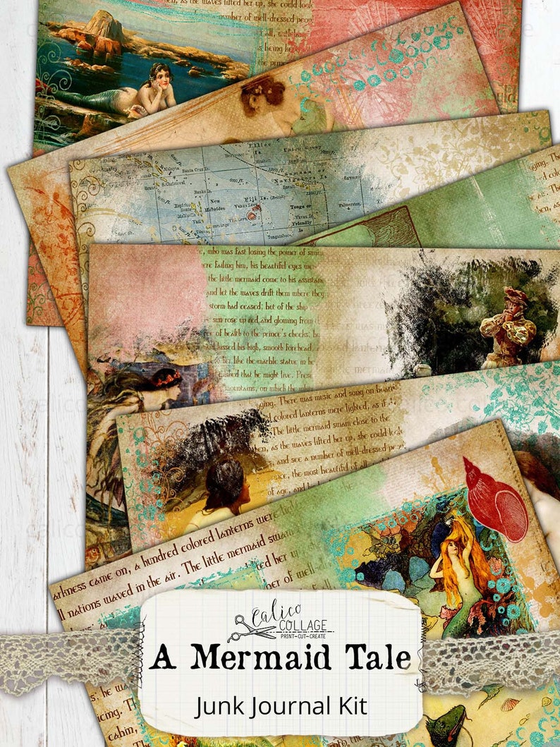 Mermaid Printable Junk Journal Kit, Bullet Journal Stationary ...