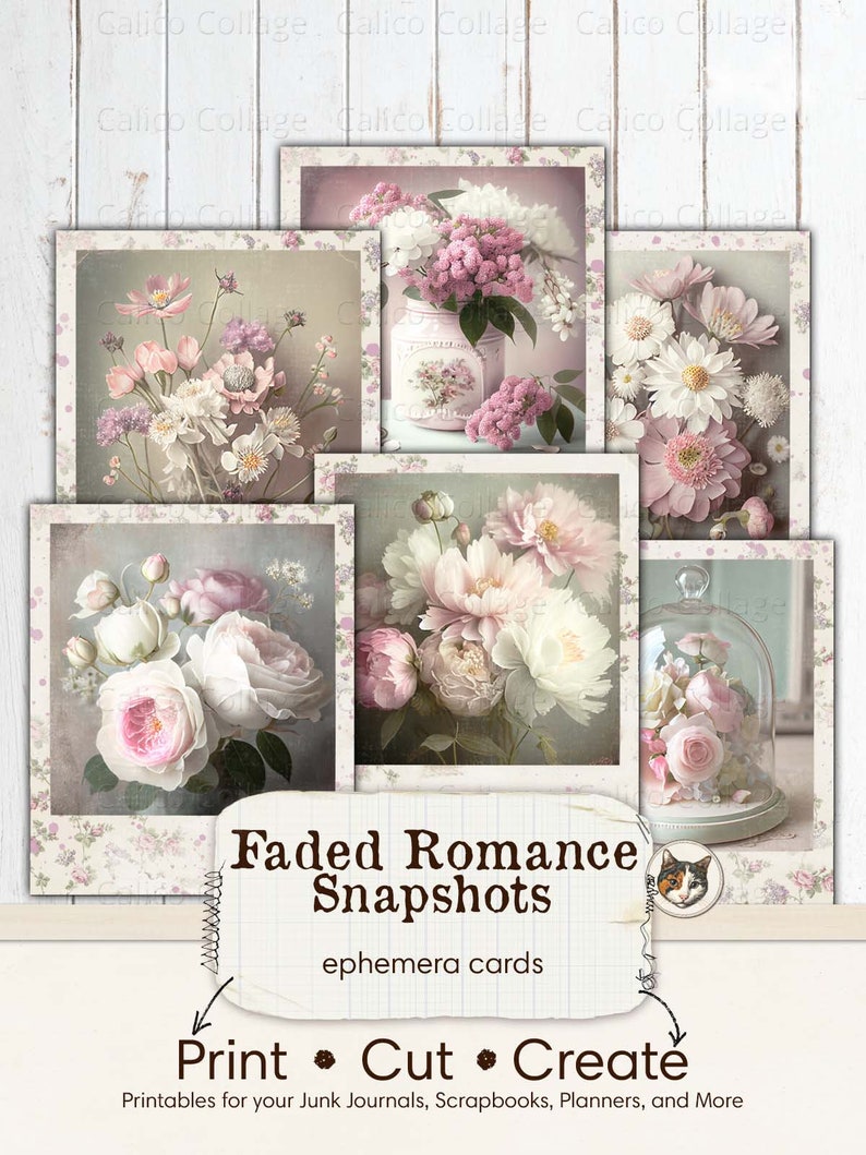 Shabby Chic Ephemera für Junk Journals, feminine Momentaufnahmen, druckbare Fotografien, Vintage verblasste Fotos, Vintage Girly Bilder, Scrapbook Bild 5