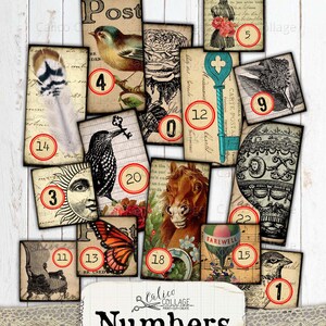 Numbers Collage Sheet Ephemera Pack, Digital Bullet Journal Supplies, Scrapbooking Junk Journal, Ephemera Numbers, Stationery Printable image 3