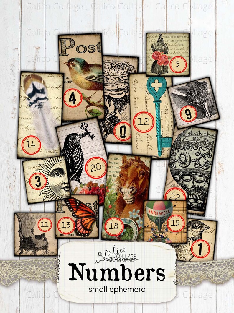 Numbers Collage Sheet Ephemera Pack, Digital Bullet Journal Supplies, Scrapbooking Junk Journal, Ephemera Numbers, Stationery Printable image 3