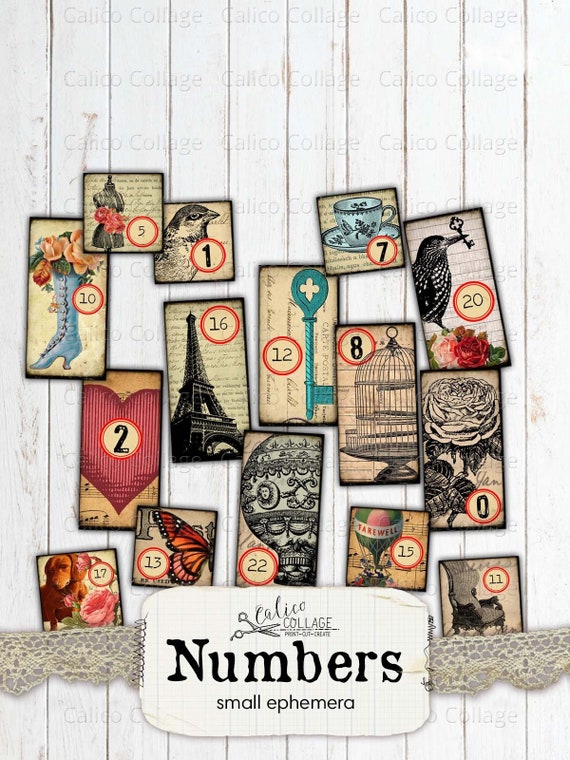 Numbers Collage Sheet Ephemera Pack, Digital Bullet Journal Supplies, Scrapbooking Junk Journal, Ephemera Numbers, Stationery Printable
