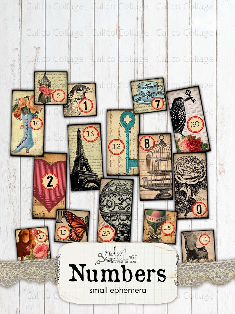 Numbers Collage Sheet Ephemera Pack, Digital Bullet Journal Supplies, Scrapbooking Junk Journal, Ephemera Numbers, Stationery Printable image 1