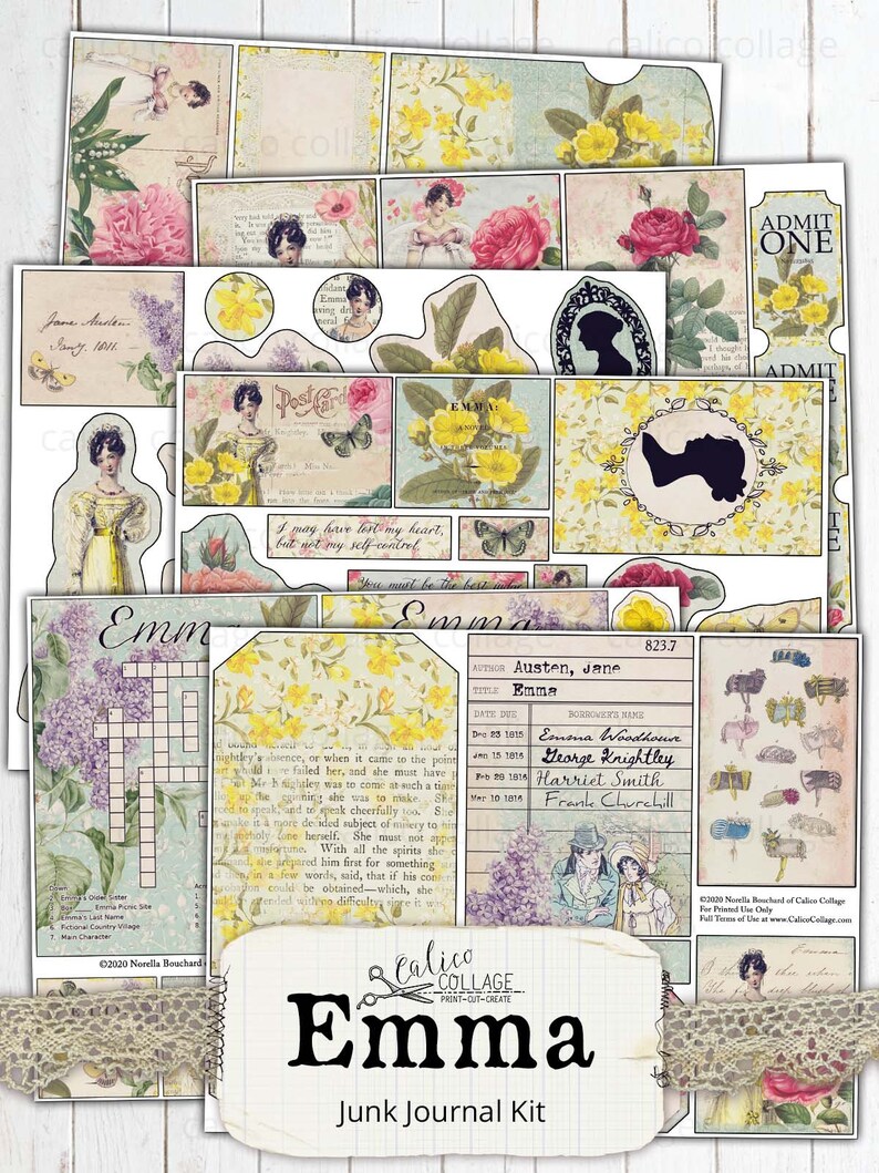 Jane Austen Printable Junk Journal Kit Regency Ephemera - Etsy