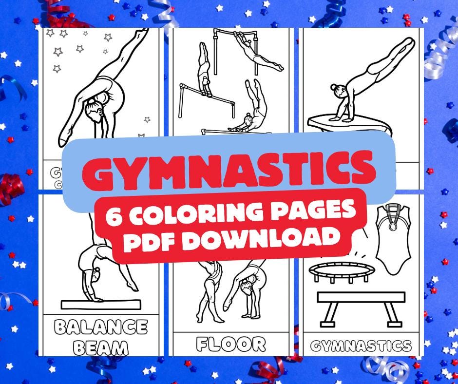 Gymnastics Coloring Book Pages 6 Sheets - Etsy