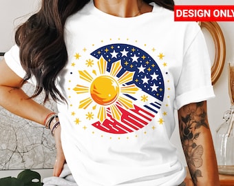 Filipino Flag Design PNG, svg, Sun and Stars Digital Download, Philippines Pride Graphic for T-Shirts Mugs, Tumblers, DIY Pinoy Design 2025