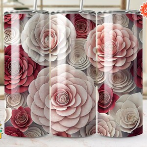 Wrap beker camelia, bekerontwerp met bloemen, magere beker 20 oz, png, bloemsublimatieontwerp, beker camelia downloaden