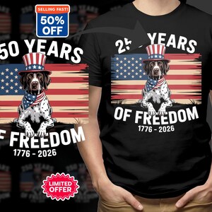 250 Years Freedom Patriotic Dog PNG | 1776-2026 American Flag Uncle Sam Hat Pointer Digital Design | Fourth of July Download