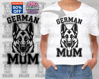 German Shepherd Mom Png, Digital Dog Design SVG, Dog Breed Art, Dog Lover Gift, Pet Owner Design, Vector Graphic, DIY Crafts, Printable File