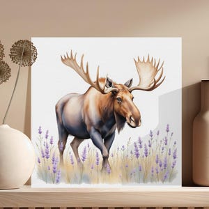 Moose Wall Art Digital Print, Northern Wildlife Decor, Watercolor Animal Print, Rustic Home Decor, Woodland Nursery Art, Digital Download