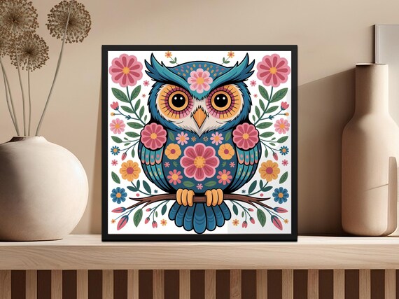 花柄フクロウ PNG、デジタルダウンロード、フクロウのクリップアート