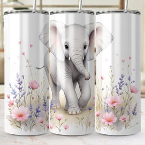 Tumbler Wrap Png File, Adorable Baby Elephant Tumbler Wrap for Sublimation, Cute Elephant PNG Digital Download, Floral Elephant Design 2024