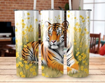 Tiger Digital Tumbler Wrap PNG, Tiger Design for 20 oz Tumbler, Instant Download Tumbler Wrap, Jungle Themed Tumbler Wrap