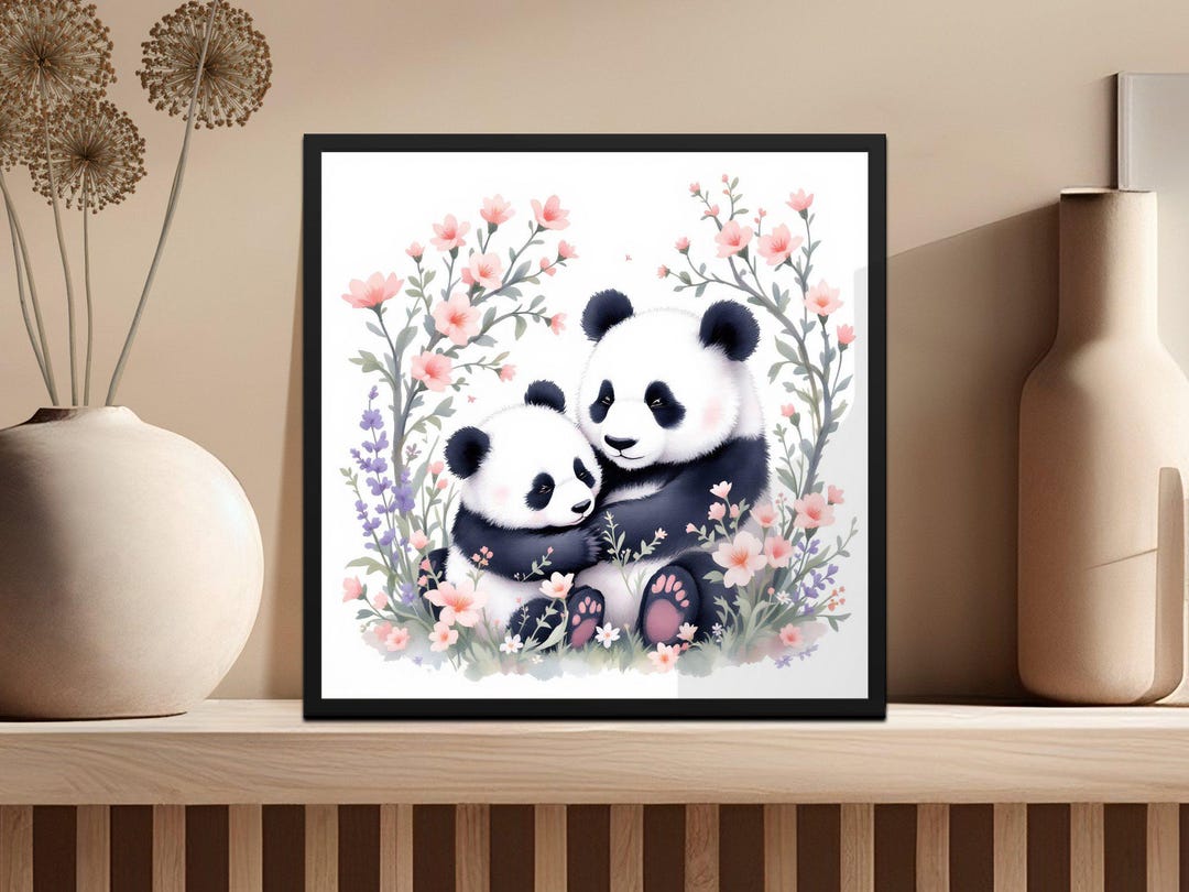 Wall Art Prints Digital Mother and Baby Panda Wall Art Digital Download ...