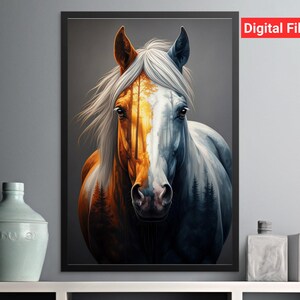 Arte de parede de cavalo deslumbrante, download digital, impressão de arte em aquarela de cavalo, decoração de parede de animal moderna, decoração de casa exclusiva, download instantâneo