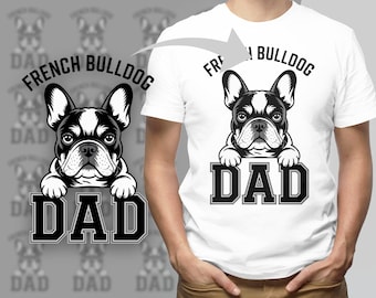 Diseño de papá bulldog francés SVG, PNG, regalo para amantes de los perros, diseño de camiseta para papá 2025, camiseta de moda para papá, descarga digital para camisetas, tazas