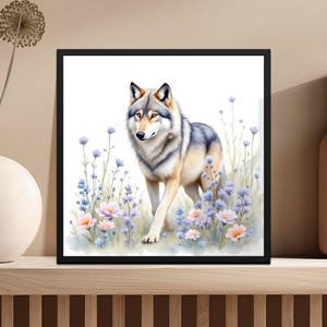 Wall Art Wolf Watercolor Art Print, Wolf Wall Art, Animal Digital Download, Printable Animal Art, Watercolor Wolf Decor, Wolf Illustration