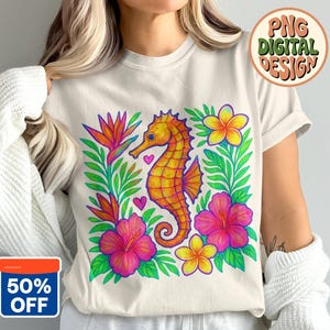 Seahorse PNG, Seahorse Clipart, Floral Png, Beach Png, Tropical Seahorse, Sublimation Png, Digital Download