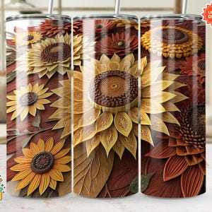 Sunflower Tumbler Wrap, 20oz Skinny Sunflower PNG, Autumn Sublimation Designs, Floral Tumbler Wrap, Digital Download