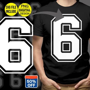 Nummer 6 Matching 6, 7 Png, Digitaler Download Png, Sport Jersey Schriftart, Druckbare Nummer Sechs, DIY Geburtstag, Jubiläum, lustiges Halloween Png