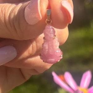 Natural Ruby Buddha Pendant set in 18k Gold No RP1004