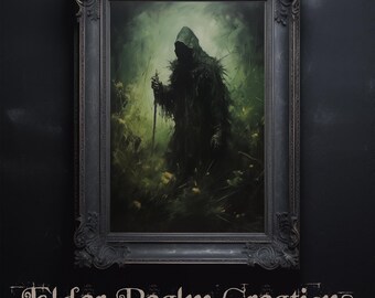 Nature Spirit # Digital Art for Download. Dark Mysterious Figure. Forest Wraith. Victorian Disturbing Art, Pagan themed. Dark Academia
