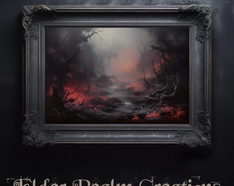 Misty Wetlands # Digital Art for Download. Ugly Stinky Wetlands. Dirty Misty Swamp. Victorian Disturbing Art, Pagan themed. Dark Academia