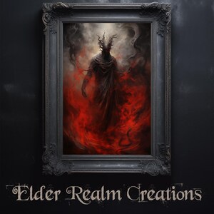 Essence Collector # Digital Art for Download. Hellish Demon. Lord of Inferno. Victorian Disturbing Art, Pagan themed. Dark Academia