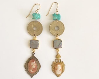 Antique Cameo Talisman Earrings