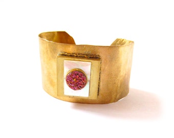 Abalone Pink Druzy Cuff Bracelet