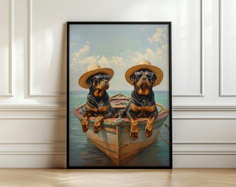Arte mural de rottweiler, regalos de rottweiler, arte mural costero, arte playero, arte mural imprimible, arte canino, arte mural de animales, descarga digital, tendencia