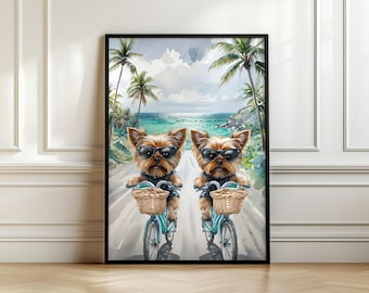 Yorkie Wall Art, Beachy Wall Art, Dog Wall Art, Digital Download, Printable Wall Art, Yorkie Gift Ideas, Coastal Wall Art, Trendy Art