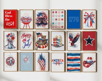 Fourth of July 20+ Bundle, America Wall Art, American Flag Printable Art, Fourth of July Decoration, Patriotic Wall Art, Digital Download