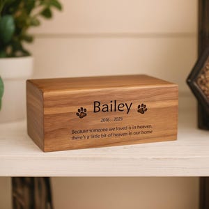 Wooden Dog Ashes Box, Pet Memorial Personalized Urn with Engraving