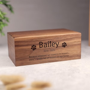 Wooden Dog Ashes Box, Pet Memorial Personalized Urn with Engraving