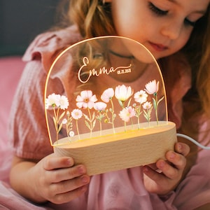 Personalized Flower Night Light Gift for baby, personalized baby gift, Personalized birthday gift for her, Custom Mother day gift