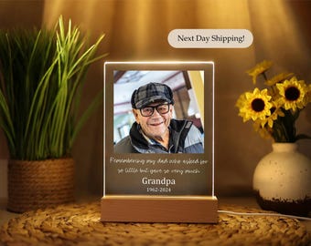 Personalized Photo LED Memorial Lamp, Beechwood Remembrance Gift
