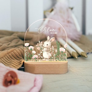 Custom Night Light for Baby Girl, Toddler Bedside Night Light, Custom Name Lamp, Floral Night Light for Nursery Decor, New Baby Gift image 7