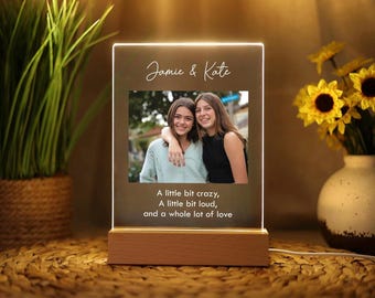 Personalized Friend Photo LED Plaque, Custom Acrylic Light