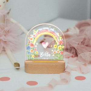 Custom Night Light for Baby Girl, Toddler Bedside Night Light, Custom Name Lamp, Floral Night Light for Nursery Decor, New Baby Gift Option 2