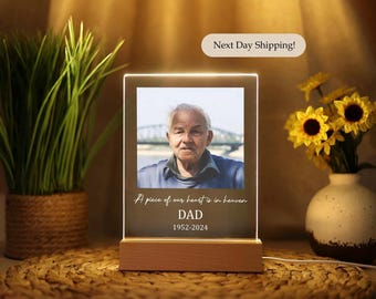 Custom Personalized Photo LED Wood Stand Room Night Light Up Table Lamp In Loving Memory Condolence Remembrance Loss Sympathy Memorial Gift