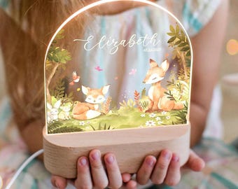 Custom Night Light for Baby Girl, Toddler Bedside Night Light, Custom Name Lamp, Floral Night Light for Nursery Decor, New Baby Gift