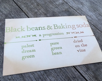 Black Beans & Baking Soda Dyed Postcard