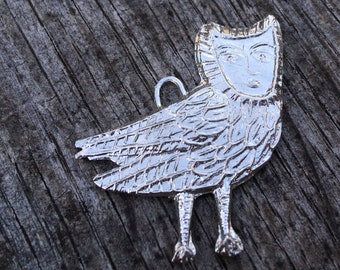 Person Faced Owl Pewter Charm